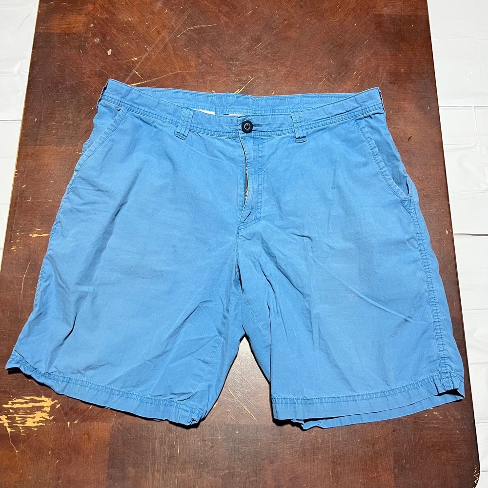 Columbia Mens Blue Flat Front Chino Hiking Shorts Size 36 Waist 9.5 Inseam